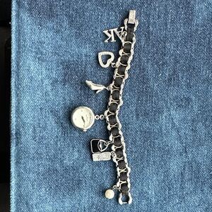 Anne Klein Silver and Black Charm Bracelet